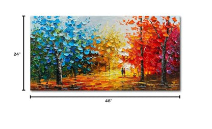 Natural Landscape Romantic Theme Modern Abstract Oil Painting Large Canvas Wall Decoration Art 24x48 Inches - color: Ts12