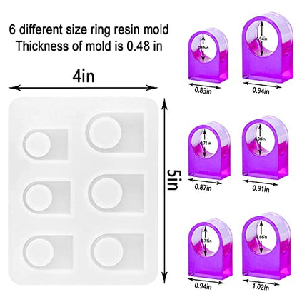 Gartful Resin Ring Silicone Mold, 2PCS Resin Casting Mold for Epoxy, Jewelry Mold for DIY Craft Projects, Rings, Necklaces, Earrings, Pendants, Keychains, Multiple Sizes - style: Ring
