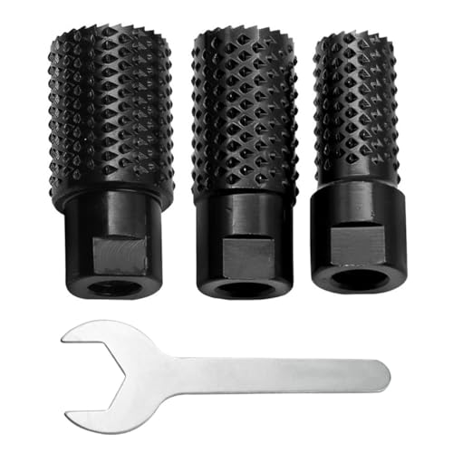4PCS Rotary Burrs Set for 4-1/2", 5" & 6" Angle Grinders, 5/8"-11 Thread Grinder Attachments Wood Carving Drill Bits, Carbide Steel Power Carving Tools for Drilling, Hollowing, Slotting, Polishing