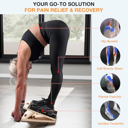 TEMI Slant Board for Calf-Stretching - Wooden Incline Wedge Stretcher for Squats, Foot & Ankle Mobility, Portable Fitness Equipment, Balance Block for Heel Stretch - style: Slant Board