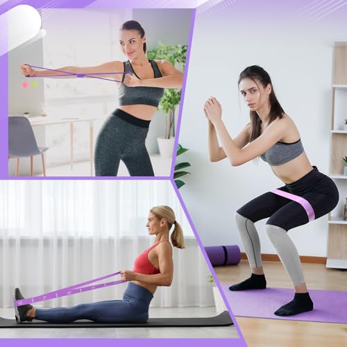 Halloscume 24 Pcs Pilates Kit, Home Pilate Equipment for Women, Pilates Ring and Ball Set with Stretching Strap, Water Bottle, Magic Circle, Yoga Ring, Gym Bag, Resistance Band, Anti Slip Sock - color: Purple