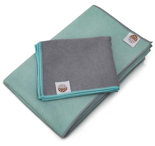 72" x 26.75" Long Hot Yoga Mat Towel Plus Compact Face Towel