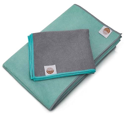 72" x 26.75" Long Hot Yoga Mat Towel Plus Compact Face Towel
