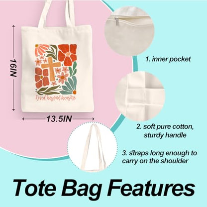 Inspirational Christian Gifts Canvas Tote Bag for Women, Christmas Friendship Birthday Religious Grocery Bags - color: Lovedmeasure