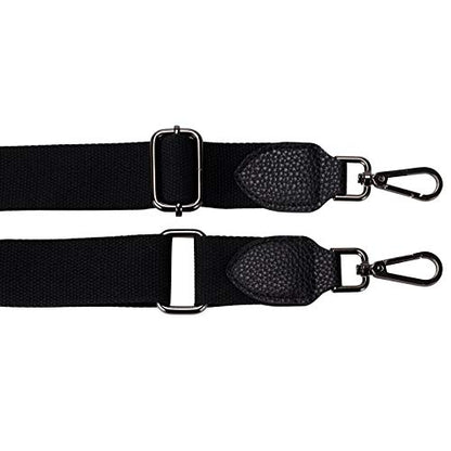 Allzedream Purse Straps Replacement Crossbody Bags Handbag Wide Canvas Leather Adjustable - color: Black