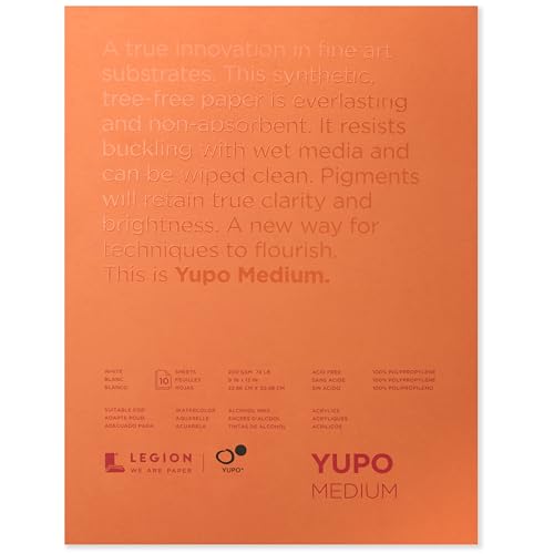 Yupo Paper L21-YUP197W912 White Sheets, 9" x 12", 10 count - size: 9" x 12"