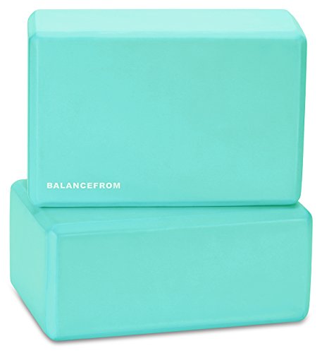 Fitvids Set of 2 High Density Yoga Blocks, 9"x6"x4" Each - color: Green