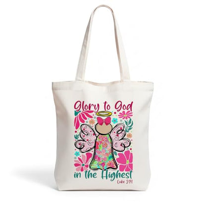 Inspirational Christian Gifts Canvas Tote Bag for Women, Christmas Friendship Birthday Religious Grocery Bags - color: Godhighest