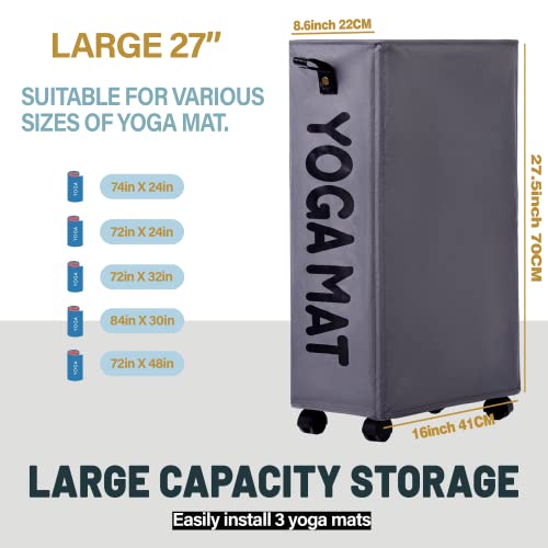 Twira Yoga Mat Storage Racks, Home Gym Storage Rack for Foam Roller, Yoga Strap and Resistance Bands, Workout Equipment Corner Storage Organizer with Wheels - color: Grey