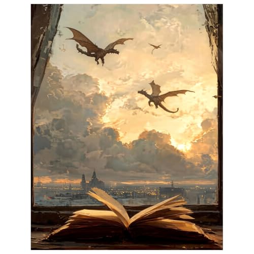Dragon Paint by Numbers Kit for Adults Beginner, Magic Academy Paint by Numbers for Adult, Acrylic Paint by Number Kits Suitable for Home Wall Art Decor Gifts 16x20 Inch - color: 23-Dragon, size: 16*20