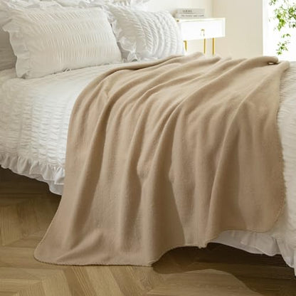 CAI TENG Fleece Throw Blanket Bulk Pack of 6 Lightweight Warm Throws Soft Cozy 50 x 60 inch Pet-Friendly Khaki - color: Khaki