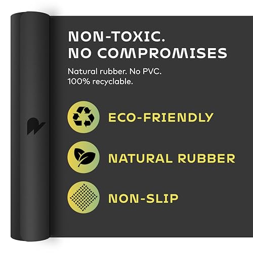 Reversible Yoga Mat - 5mm Thick Dual Sided Non-Slip Exercise Mat Made with 100% Recyclable Natural Rubber Eco-Friendly Fitness Pad for Core Training, HIIT, Pilates & Home Gym 26x71"