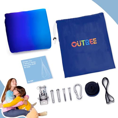 OUTREE Double Layer Therapy Swing with 360 Swivel Hanger, Healing & Relaxing Cuddle Swing for Kids and Adults with Autism, ADHD, Sensory Processing Disorder (Blue-Purple Gradient) - color: Blue-purple Gradient