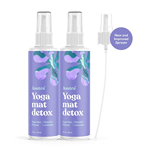 ASUTRA Yoga Mat Cleaner Spray Bundle (Peaceful Lavender), 4 fl oz (Pack of 2) - No Slippery Residue, Organic Essential Oils, Deep-Cleansing for Fitness Gear & Gym Equipment