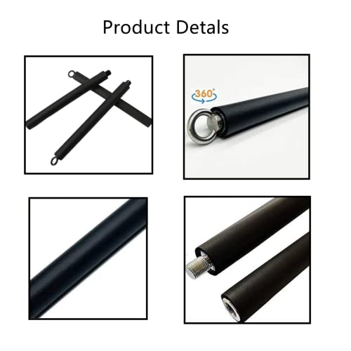 41Inch Resistance Band Bar for Full Body Workout, Portable Detachable Pilates, with 2 Carabineer Clips, Black