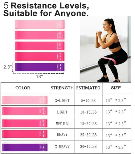 YXILEE Pilates Ring Circle Set - Workout at Home Workout Equipment Women - Booty Bands Stretching Equipment Pilates Mini Exercise Ball for Legs Arms and Thighs - color: Pink