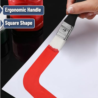 Bates- Flat Paddle Paint Brush Set, 3 Pack, 1"/2"/3" Nylon Bristles | Scale Paddle Brush with Short Ergonomic Handle for Oil and Acrylic Paints Varnishes Painter Artist