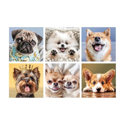 LuwoArte 6 Pack Diamond Painting Kits for Adults – Cute Dogs-Themed Diamond Art Kits – DIY Full Drill Paint Gem Art for Adults – Brilliant 5D Diamond Painting Kit – Relaxing Craft for Home Wall Décor - color: Cute Dogs