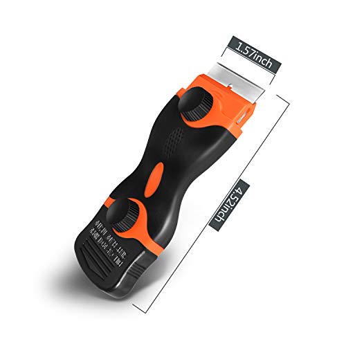Razor Blade Scraper, 2 Pack Double Edge Razor Scraper Remover Tool | With 30 Pcs Razor Blades, Ergonomic Curved Handle, For Labels Stickers Decals Removal Auto Window Tint Vinyl Tool Application