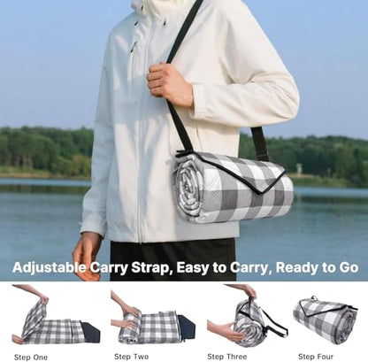 TigeJoy Extra Large Picnic Blanket Waterproof Beach Blanket 60''x80'' - color: Grey, size: 6'8" x 5' (Rectangular)