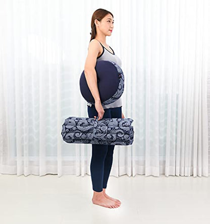 Leewadee Meditation Cushion Set – 1 Small Zafu Yoga Pillow and 1 Small Roll-Up Zabuton Mat Filled with Kapok - color: Cbt1 - Blue