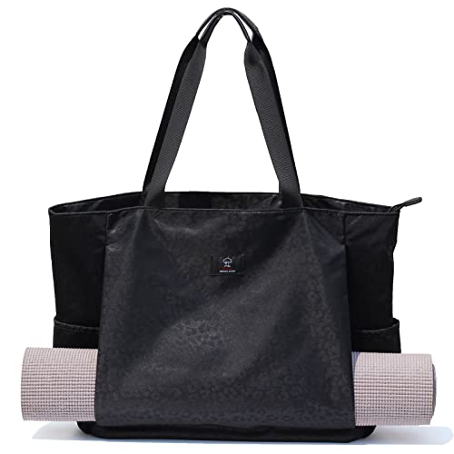 ESVAN Yoga Mat Bag Yoga Tote Carrier Shoulder Bag Carryall Tote for Office,Yoga,Pilates,Travel,Beach and Gym - color: A Black