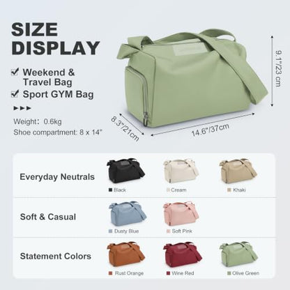 Womens Mini Gym Bag with Shoe Compartment 20L, Olive Green - color: Olive Green