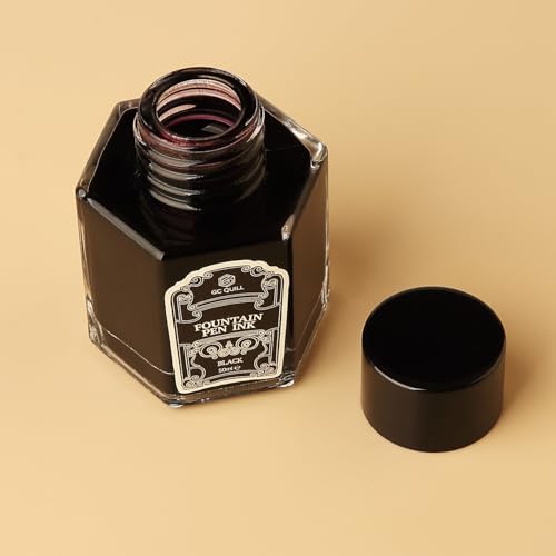 Fountain Pen Ink 50ml Non-Carbon, Dye-Based Ink Bottle for Smooth Writing - Fast Drying, Vivid Colors, Clog-Free Formula, Compatible with Fountain Pens, Dip Pens,Calligraphy LL711 (Black)