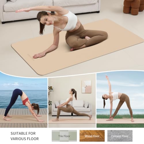 Extra Wide & Thick 8mm Yoga Mat, 72"x31.5" | Large Non Slip Exercise Mat, Premium POE Material, Superior Cushioning & Stability, With Strap for Home Gym, Pilates - color: Milk Coffee