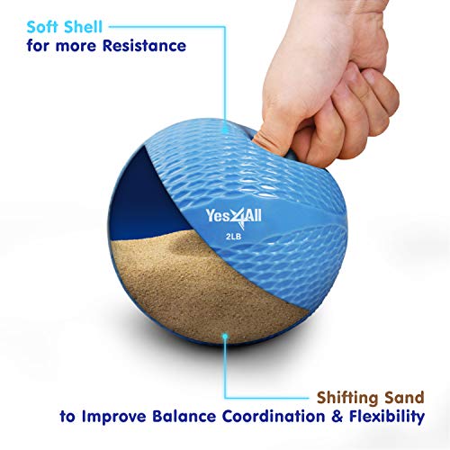 Yes4All Weighted Toning Balls for Exercise, Soft Medicine Balls for Exercise, Pilates, Yoga, Balance, Flexibility, 2-10lbs - color: Blue, style: B. Diamond Grip - Knurl