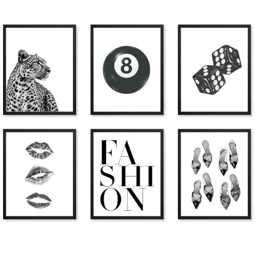 Dazoratix Stockholm Wall Art Decor, Black White, 6 Pcs | Fashion Cheetah Posters, Aesthetic Y2K Trendy Chic Stylish, Collage Prints, Living Room Bedroom Dorm Gallery, Unframed - color: Stockholm