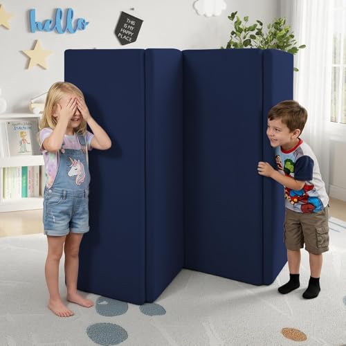 MeMoreCool Kids Floor Mattress, 48x72 Inch Foldable Play Mat, Navy Blue | Navy blue 4x6 ft foam tatami futon mat - color: Navy