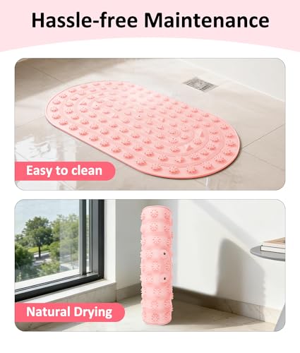 Foot Massage Mat - Portable Foldable Acupressure Mat for Bathroom, Yoga, Outdoor Games, Office Standing Desk Pad, Relieve Foot Pain, Anti-Slip, 30 x 18 inch (Pink) - color: Pink