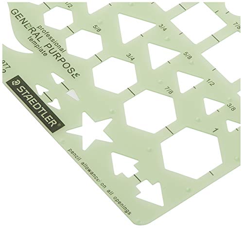 Staedtler Template, Geometric Shapes/Symbols, Protractor, Inch Scale, 9.5 x 5.5 Inches (977102)