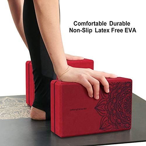 nuveti Yoga Blocks Set of 2, High Density Yoga Brick Foam Blocks to Improve Strength, Flexibility and Balance Brick Foam Blocks - color: Red