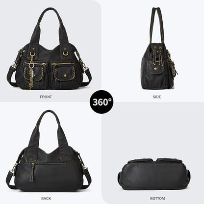 Worldlyda Women Canvas Hobo Purse Multi Pocket Tote Shopper Shoulder Bag Casual Top Handle handbag with Embroidery Ethnic - color: A9-kks4-tfl7