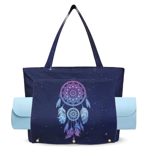 Yoga Mat Bag Yoga Bags and Carriers Fits All Your Stuff Yoga Tote Bag with Zipper Pocket Yoga Mat Carrier Pilates Bag Take in Out Mat Easily - color: Dreamcatcher