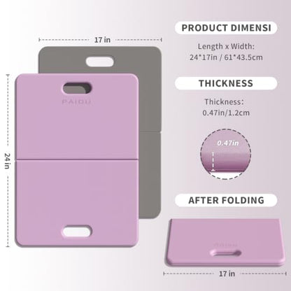 PAIDU Yoga Knee Pad 1" Thick, Foldable for Home Gym | knee pad for pain-free knees, elbows, wrists & back, foldable for home gym, pilates, plank and abdominal training - color: Purple + Warm Grey