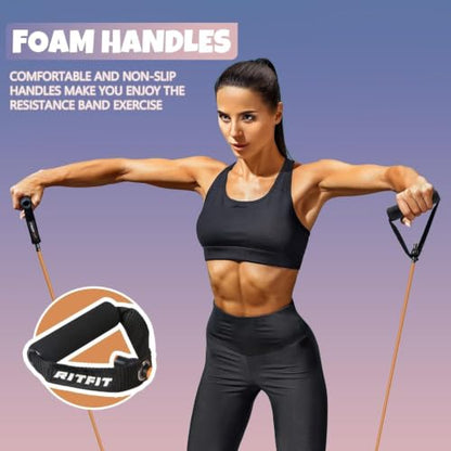 RitFit Single Resistance Bands with Handles Door Anchor for Home Gym - size: 10-15lbs (Pack of 2)