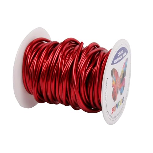 Aluminum Craft Wire,8 Gauge (3mm) Red Bendable Wire,32 Feet Continuous Roll for Jewelry Making,Sculpting,Floral & Armature Projects - size: 8 Gauge 32FT, style: Red