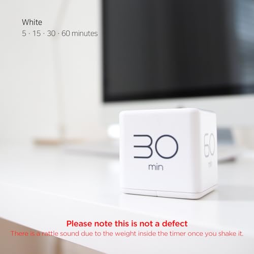 mooas Cube Timer, Flip, Block, Productivity, Time Management (White) - color: White