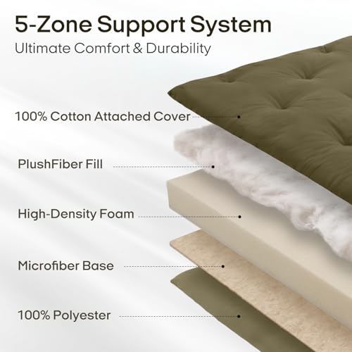 ZonLi Japanese Floor Mattress, 100% Cotton Washable Cover Futon Mattress - color: Winter Moss, size: Twin(75"L x 39"W x 4"Th)