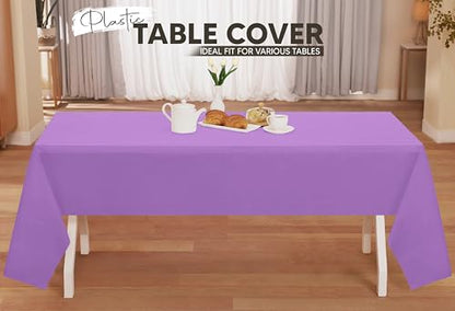 Utopia Kitchen Plastic Table Cloth Disposable [Lavender, 12 Pack] | Rectangle Tablecloth Waterproof Stain Resistant Party Table Cover - color: Lavender, size: 54X108 Inch - 12PC