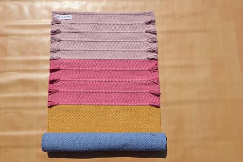 Jaipur art & Rugs Cotton Yoga Mat - Eco-Friendly Hand-Woven Rug - Non Slip & Thick (24”x72”x5mm) for Everyday Fitness at Home - Comfortable Extra-Long - color: Multicolor 11
