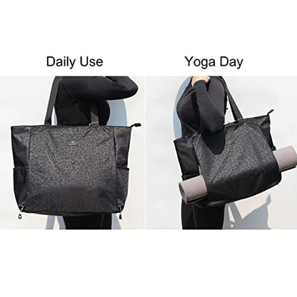 ESVAN Yoga Mat Bag Yoga Tote Carrier Shoulder Bag Carryall Tote for Office,Yoga,Pilates,Travel,Beach and Gym - color: A Black