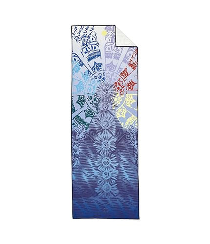 Manduka Yogitoes Hot Yoga Mat Towel - 71" | Moisture Activated Grip | Patented Silicone Nubs | Highly Absorbent, Durable & Easy Care | Made from Recycled Materials | 71 x 24 Inches | Chakra Print Blue - color: Chakra Print Blue, size: 71" x 24"