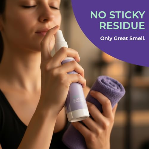 SwaytAway Fitness Mat Mist with Towel, 4oz Travel Size, 1 Pack, Lavender | Yoga Mat Spray with Towel Aromatherapy-Inspired Lavender Essential Oil Blend, Plant-Based, No Rinse, Refreshes & Deodorizes - size: 4 oz - 1 Pack
