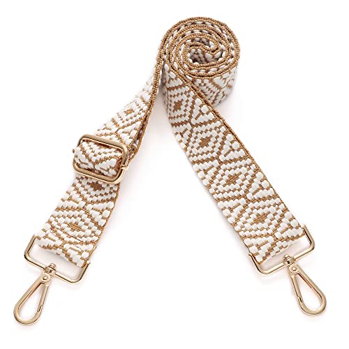 S-Jacorry Purse Strap Replacement Crossbody Wide Shoulder Strap Adjustable Canvas Straps Handbag Strap Replacement Belts - color: Gold Buckle-677