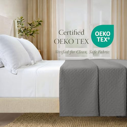 Threadmill Cotton King Coverlet Blanket, Crisscross Jacquard, Dark Grey - color: Classic Dark Grey, size: King / Cal King