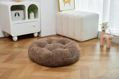 Floor Pillow, Large Meditation Sitting Cushion with Handle | for Tatami, Living Room, Yoga Use for Adults and Kids (1, Round, Brown, 22" x 22" x 6") - color: Round, Brown